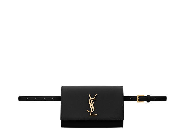 Saint Laurent Saint Laurent Kate Belt Bag In Grain De Poudre-Embossed Leather With Gold-Toned Metal Hardware Black - view 2
