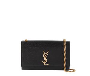 Saint Laurent Kate Medium Chain Bag In Grain De Poudre Embossed Leather Black