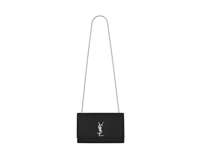 Saint Laurent Saint Laurent Kate Medium Chain Bag In Grain De Poudre Embossed Leather Silver Hardware Black - view 3