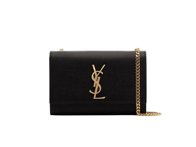 Saint Laurent Saint Laurent Kate Small Chain Bag In Grain De Poudre Embossed Leather Black - view 1