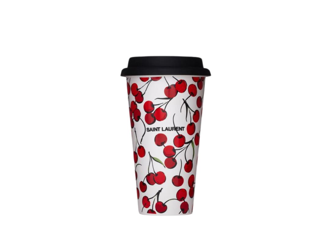 Saint Laurent Saint Laurent Large Cherry Print Coffee Mug In Ceramic