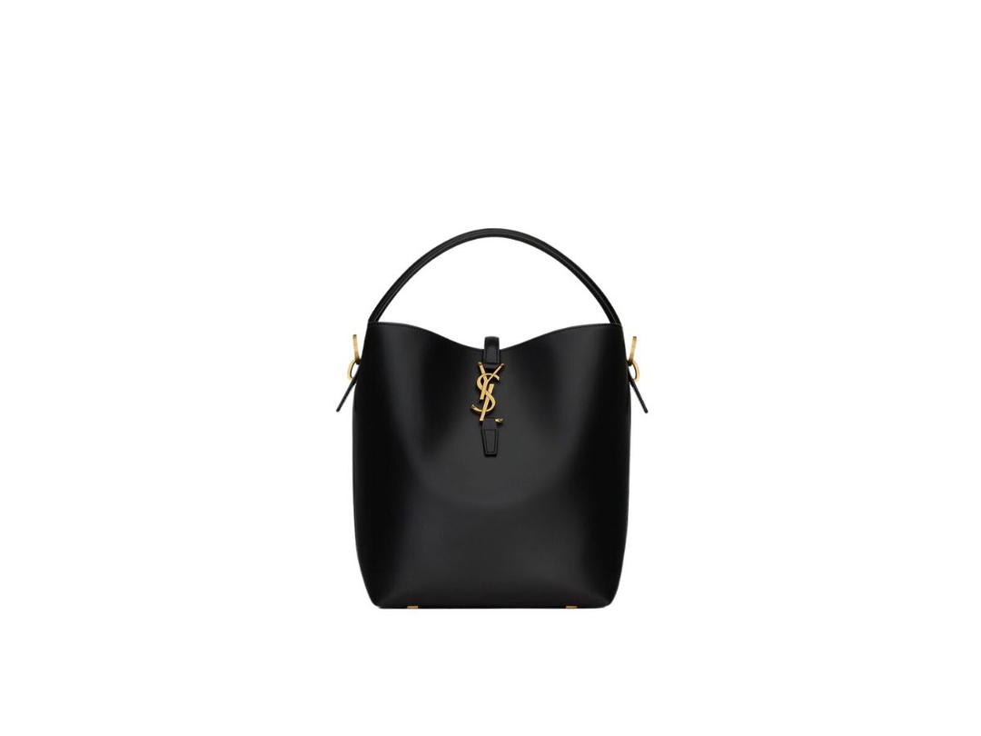 Saint Laurent Saint Laurent Le 37 In Shiny Leather With Light Bronze-Toned Metal Hardware Black