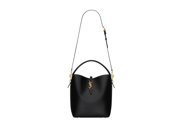 Saint Laurent Saint Laurent Le 37 In Shiny Leather With Light Bronze-Toned Metal Hardware Black - view 2