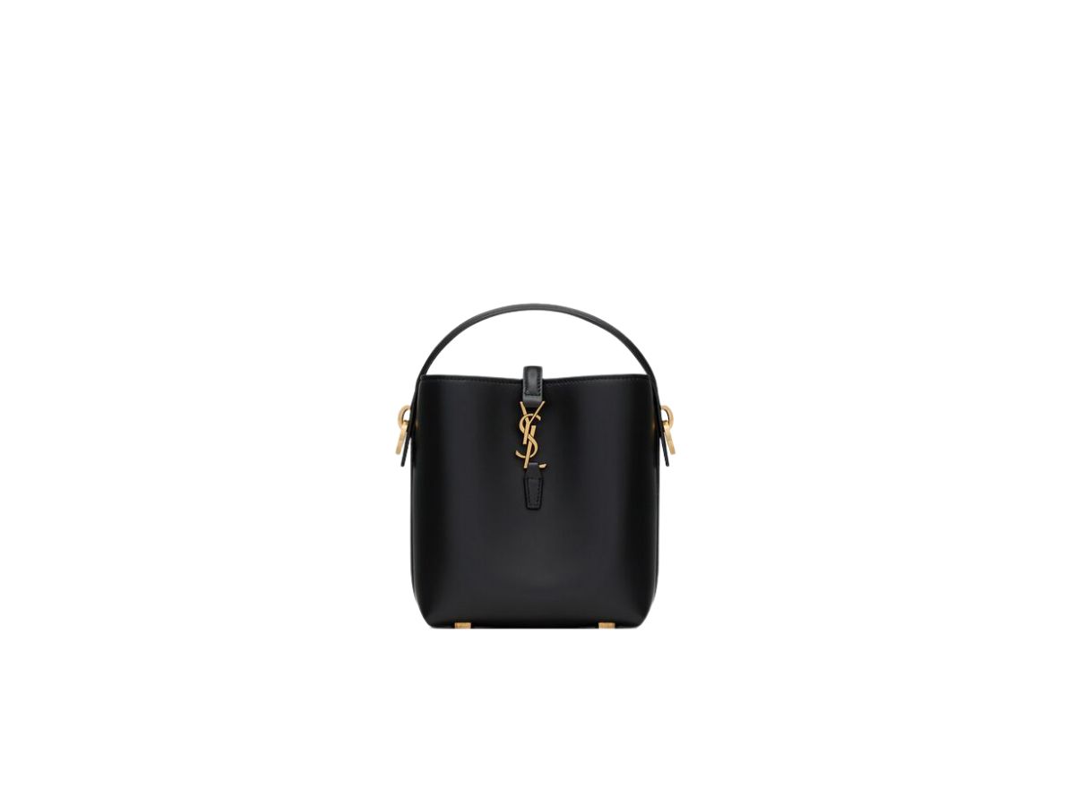 Saint Laurent Saint Laurent Le 37 Mini In Shiny Leather Bronze-Toned Hardware Black