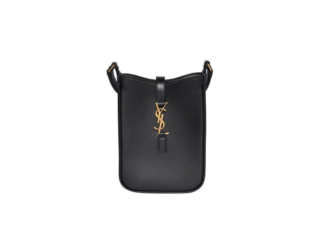 Saint Laurent Saint Laurent Le 5 À 7 Mini Vertical In Shiny Leather With Bronze-Toned Metal Hardware Black