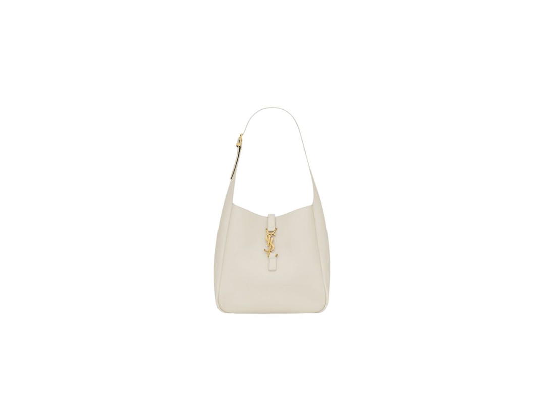 Saint Laurent Saint Laurent Le 5 À 7 Supple Small In Grained Leather With Light Bronze Brass Hardware Blanc Vintage