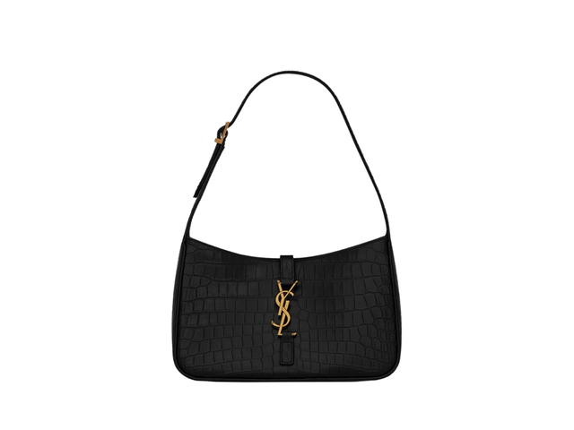 Saint Laurent Saint Laurent LE 5 A 7 In Crocodile-Embossed Shiny Leather With Bronze-Tone Metal Hardware Noir - view 1