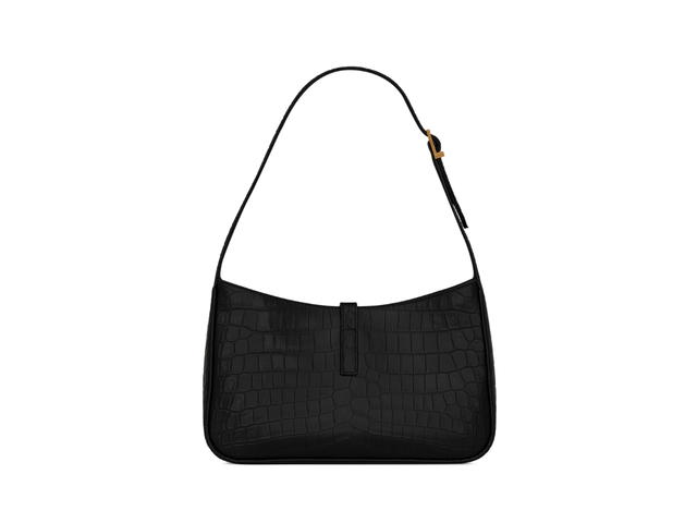 Saint Laurent Saint Laurent LE 5 A 7 In Crocodile-Embossed Shiny Leather With Bronze-Tone Metal Hardware Noir - view 2