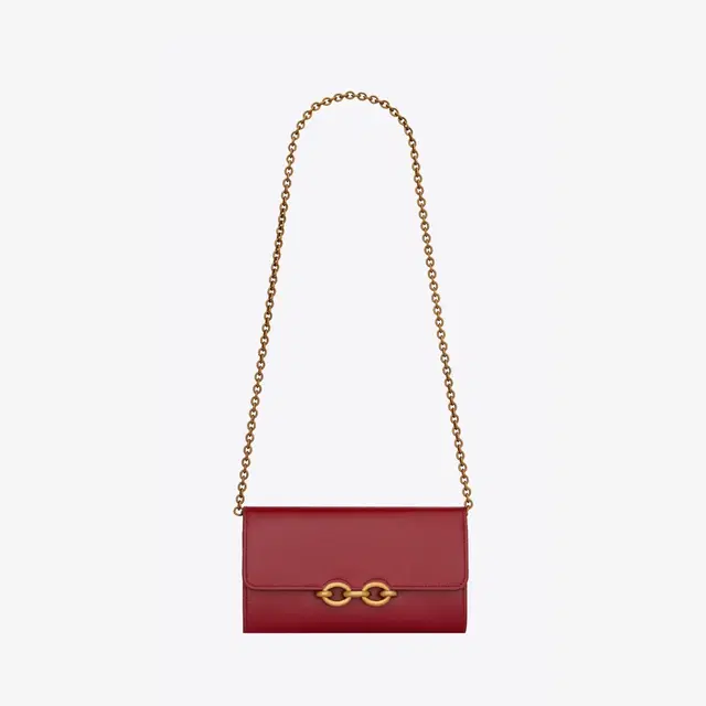 Saint Laurent Saint Laurent Le Maillon Chain Wallet in Shiny Leather Red Opium - view 1