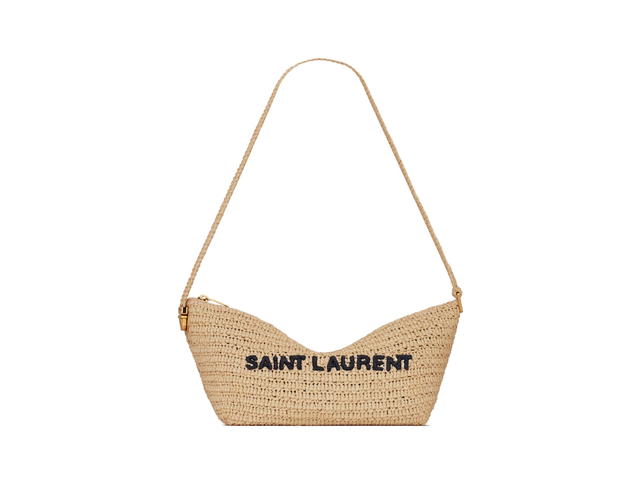Saint Laurent Saint Laurent Le Rafia Crossbody Bag With Bronze-Toned Metal Hardware Naturel - view 1