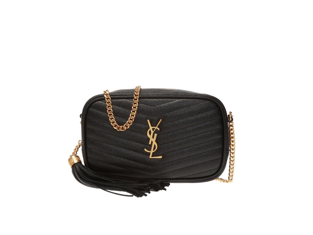 Saint Laurent Saint Laurent Lou Mini Bag In Quilted Grain De Poudre Embossed Leather Black