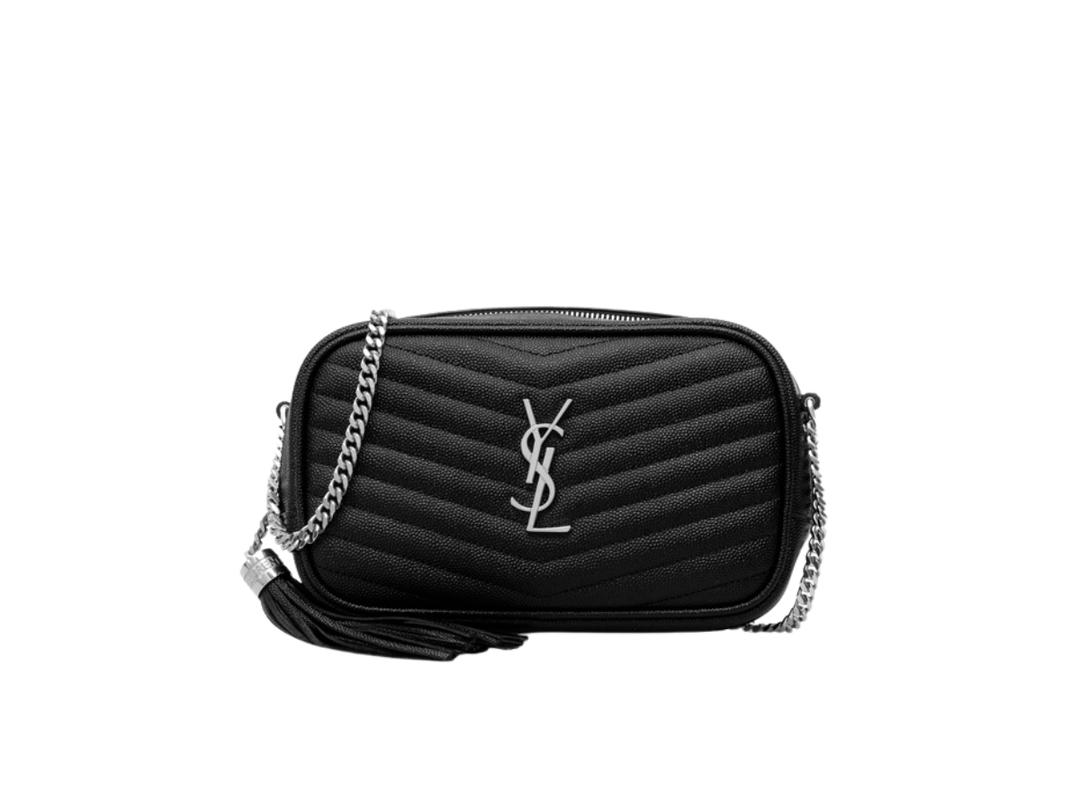 Saint Laurent Saint Laurent Lou Mini Bag In Quilted Grain De Poudre Embossed Leather Silver Metal Hardware Black