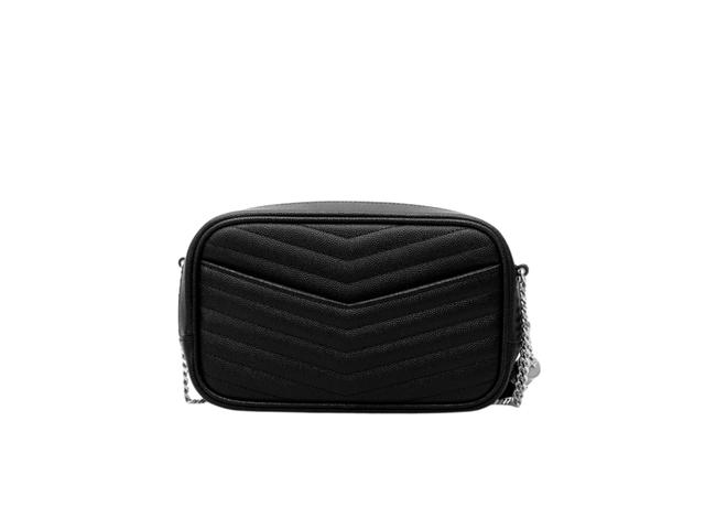 Saint Laurent Saint Laurent Lou Mini Bag In Quilted Grain De Poudre Embossed Leather Silver Metal Hardware Black - view 2