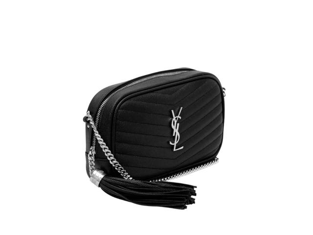 Saint Laurent Saint Laurent Lou Mini Bag In Quilted Grain De Poudre Embossed Leather Silver Metal Hardware Black - view 3