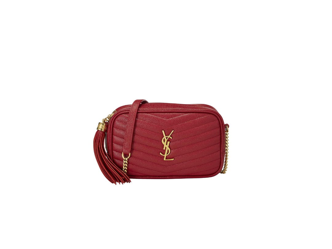Saint Laurent Saint Laurent Lou Mini Bag In Quilted Grain De Poudre Embossed Leather With Gold-Toned Metal Hardware Red