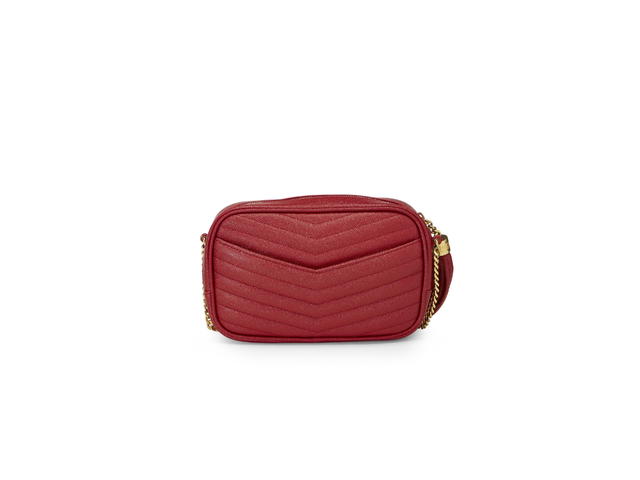 Saint Laurent Saint Laurent Lou Mini Bag In Quilted Grain De Poudre Embossed Leather With Gold-Toned Metal Hardware Red - view 2