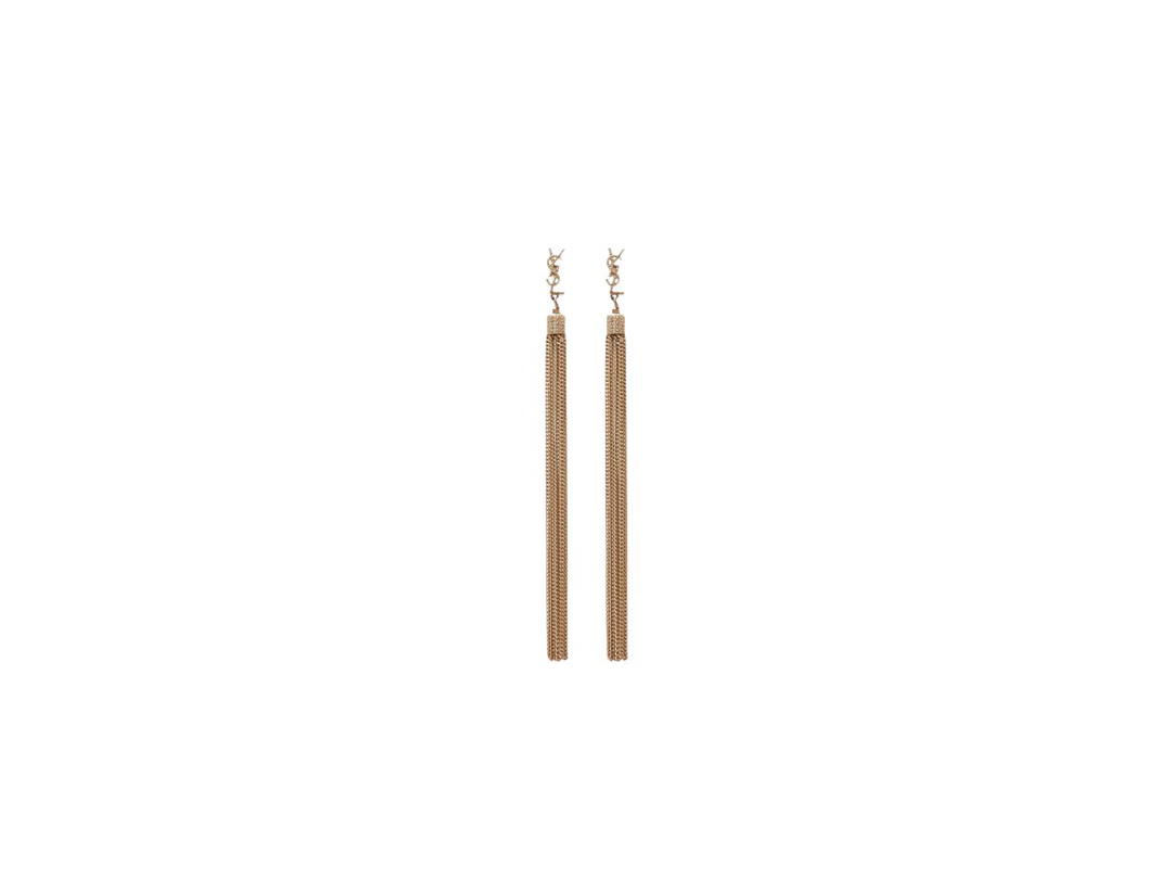 Saint Laurent Saint Laurent Loulou Earrings With Chain Tassels In Light Gold-Colored Brass Pale Gold