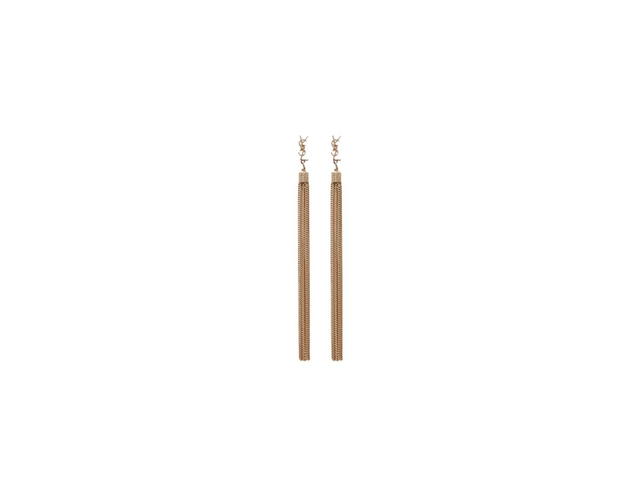 Saint Laurent Saint Laurent Loulou Earrings With Chain Tassels In Light Gold-Colored Brass Pale Gold - view 1