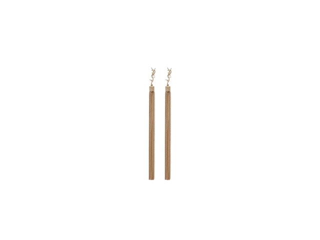 Saint Laurent Saint Laurent Loulou Earrings With Chain Tassels In Light Gold-Colored Brass Pale Gold - view 2