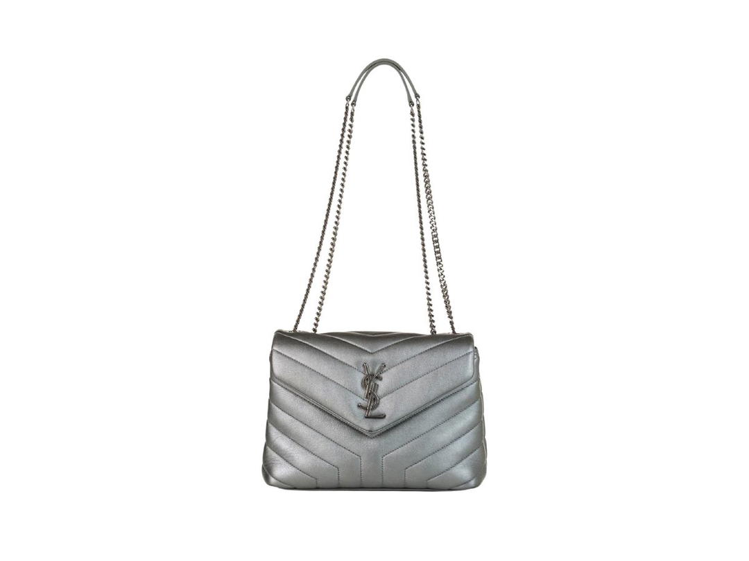 Saint Laurent Saint Laurent Loulou Small Chain Bag In Quilted Y Leather With Silver-Toned Metal Hardware Silver