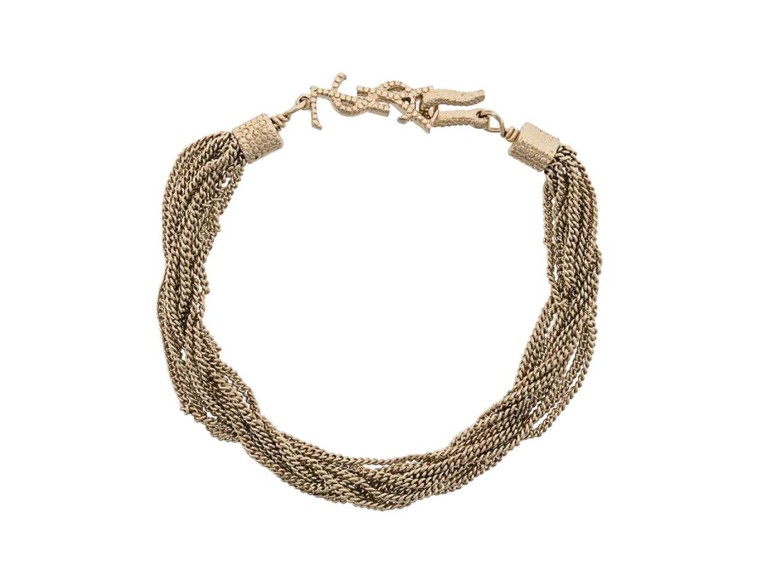 Saint Laurent Saint Laurent Loulou Twisted Chains Bracelet Gold