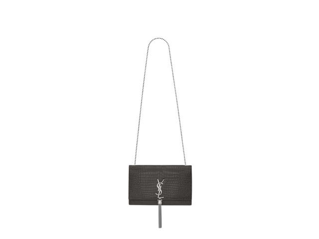 Saint Laurent Saint Laurent Medium Kate Tassel In Crocodile-Embossed Leather With Mirror-Effect Hardware Grey - view 1