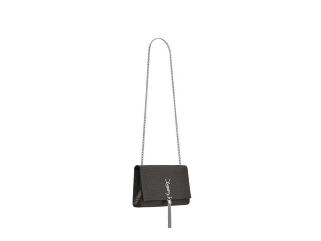 Saint Laurent Saint Laurent Medium Kate Tassel In Crocodile-Embossed Leather With Mirror-Effect Hardware Grey - view 2
