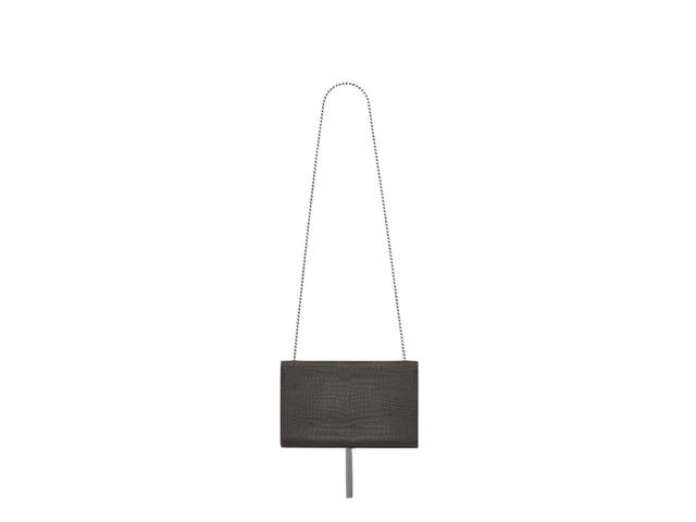 Saint Laurent Saint Laurent Medium Kate Tassel In Crocodile-Embossed Leather With Mirror-Effect Hardware Grey - view 3