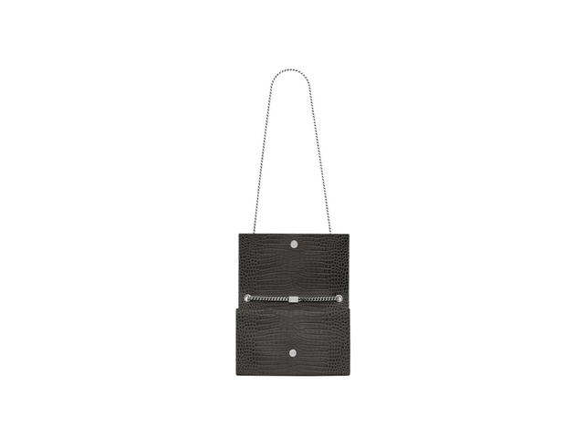 Saint Laurent Saint Laurent Medium Kate Tassel In Crocodile-Embossed Leather With Mirror-Effect Hardware Grey - view 4