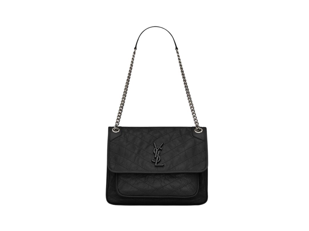 Saint Laurent Saint Laurent Medium Niki In Vintage Leather With Brushed Palladium Hardware Black