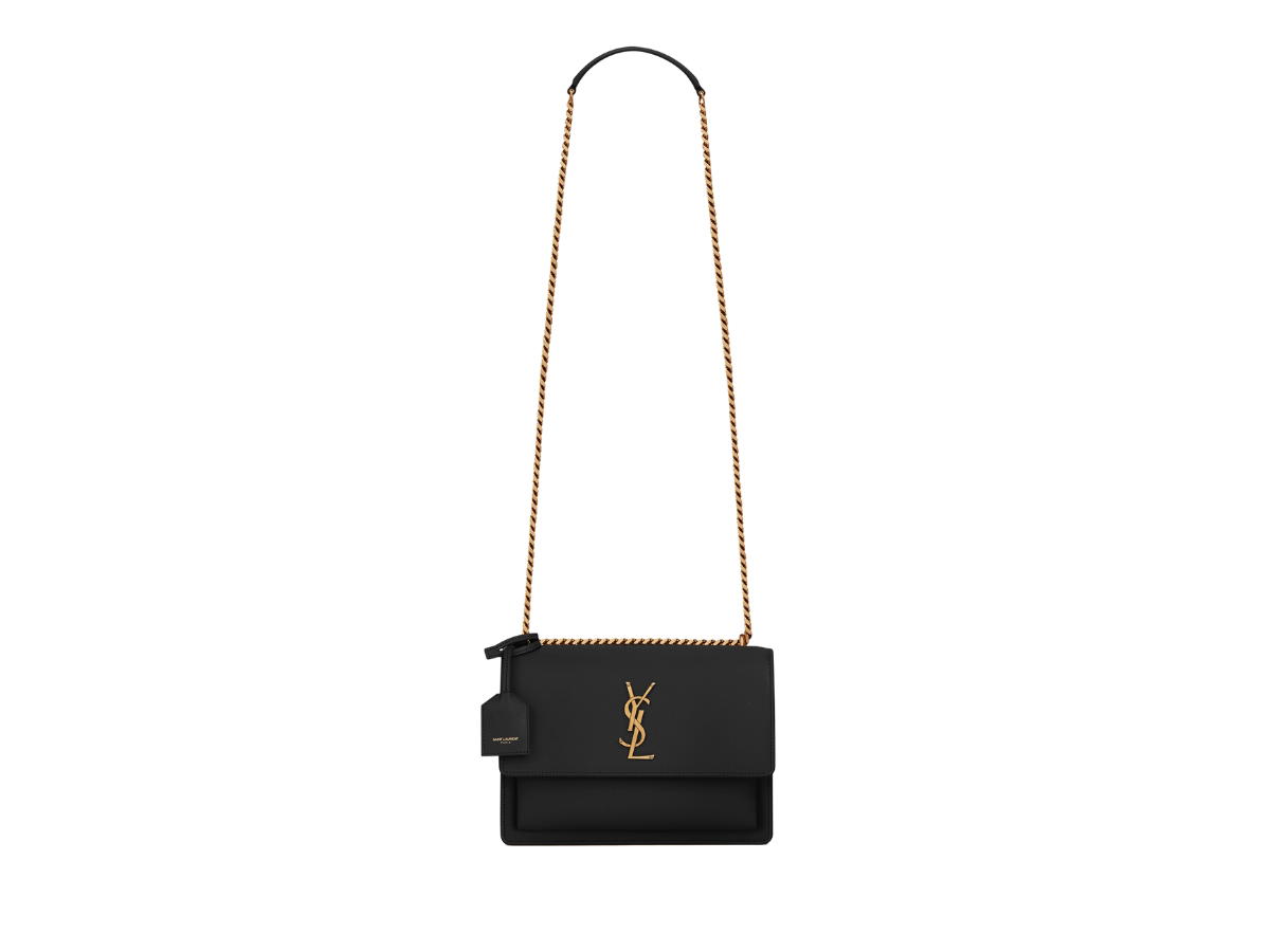 Saint Laurent Saint Laurent Medium Sunset In Smooth Leather With Light Bronze Brass Hardware Noir