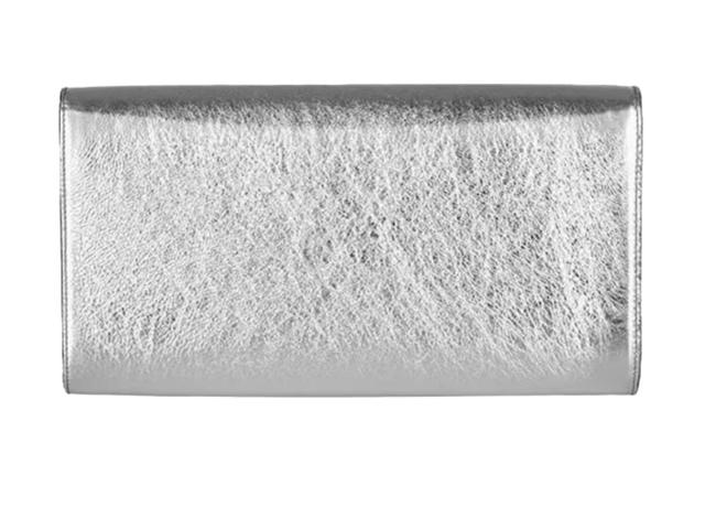 Saint Laurent Saint Laurent Metallic Silver Leather Belle De Jour Flap Clutch - view 2