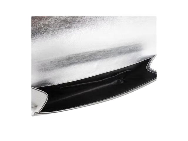 Saint Laurent Saint Laurent Metallic Silver Leather Belle De Jour Flap Clutch - view 3