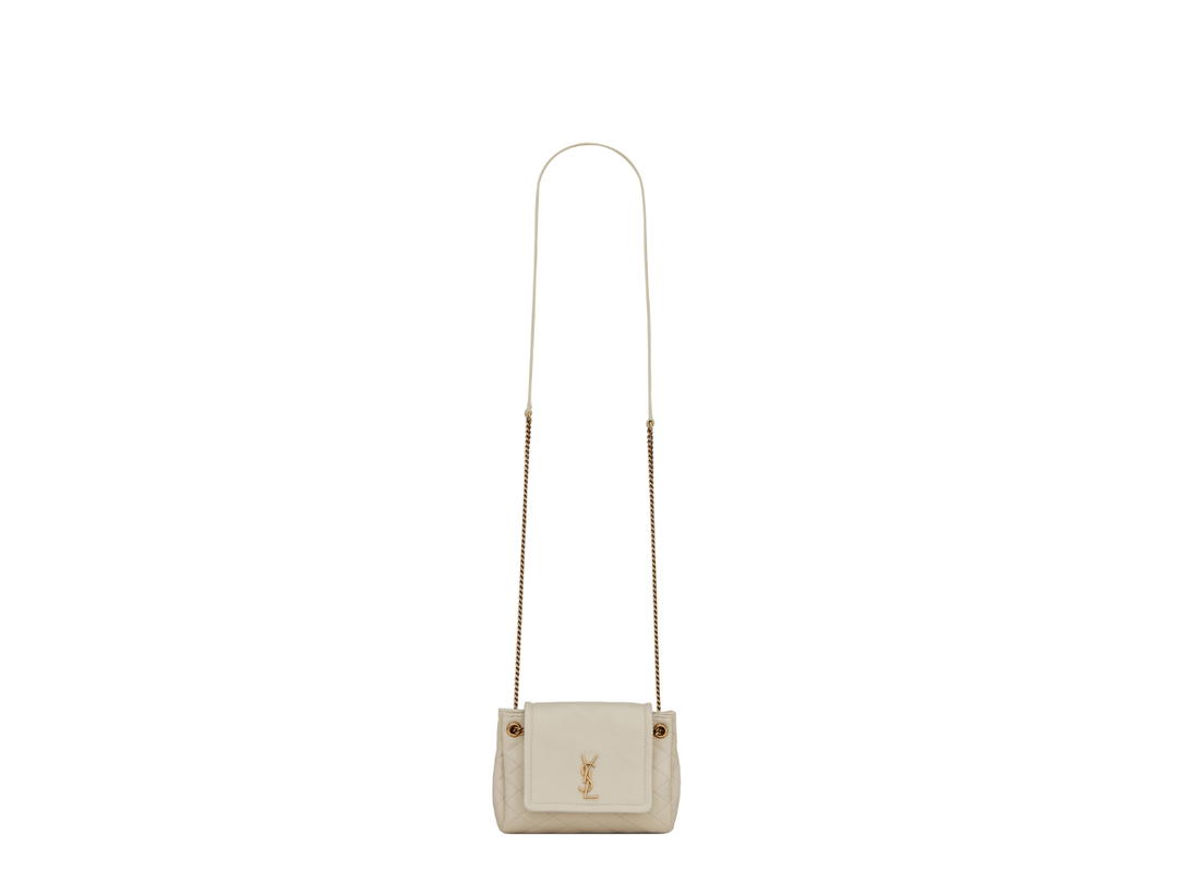 Saint Laurent Saint Laurent Mini Nolita In Lambskin With Bronze-Toned Metal Hardware Blanc Vintage