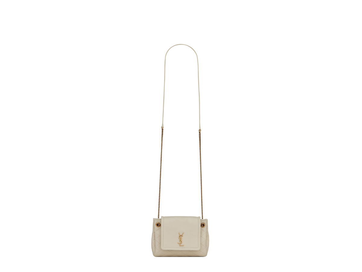 Saint Laurent Saint Laurent Mini Nolita In Lambskin With Bronze-Toned Metal Hardware Blanc Vintage