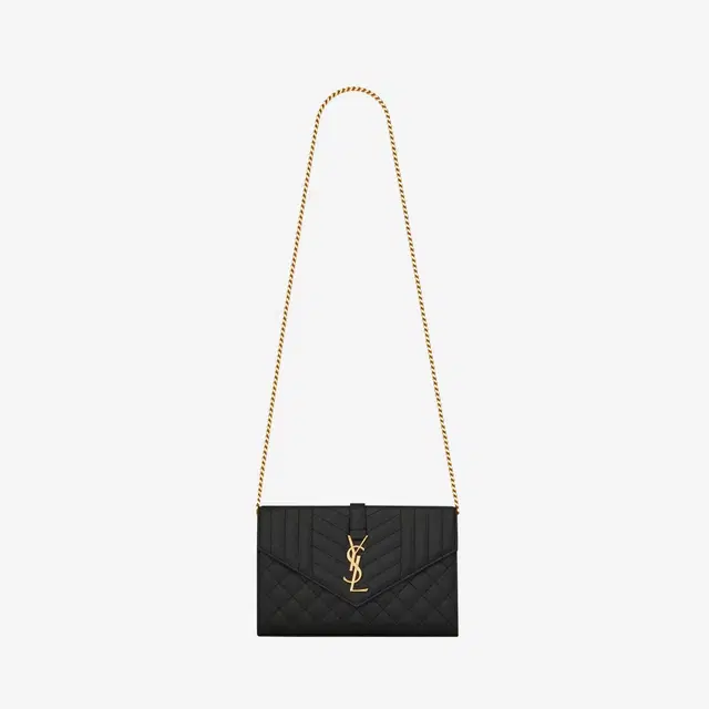 Saint Laurent Saint Laurent Monogram Chain Wallet in Mix Matelasse Grain De Poudre Embossed Leather Black - view 1