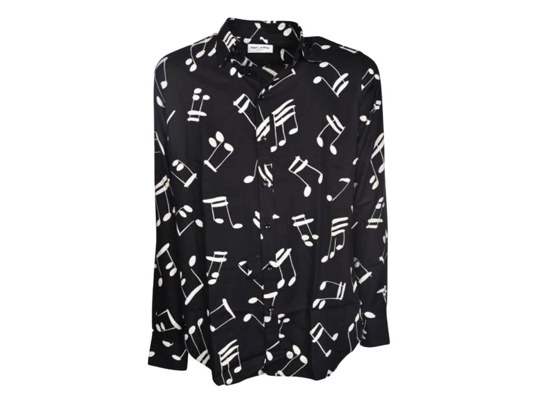 Saint Laurent Saint Laurent Music Note Printed Shirt Black