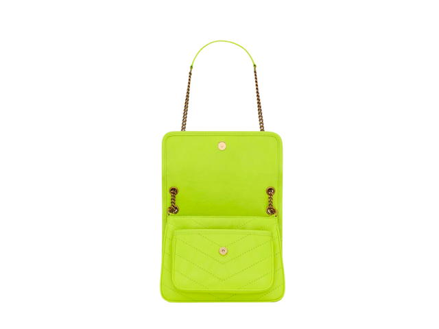 Saint Laurent Saint Laurent Niki Baby Chain Bag In Crinkled Lambskin With Light Bronze-Toned Hardware Neon Yellow - view 2
