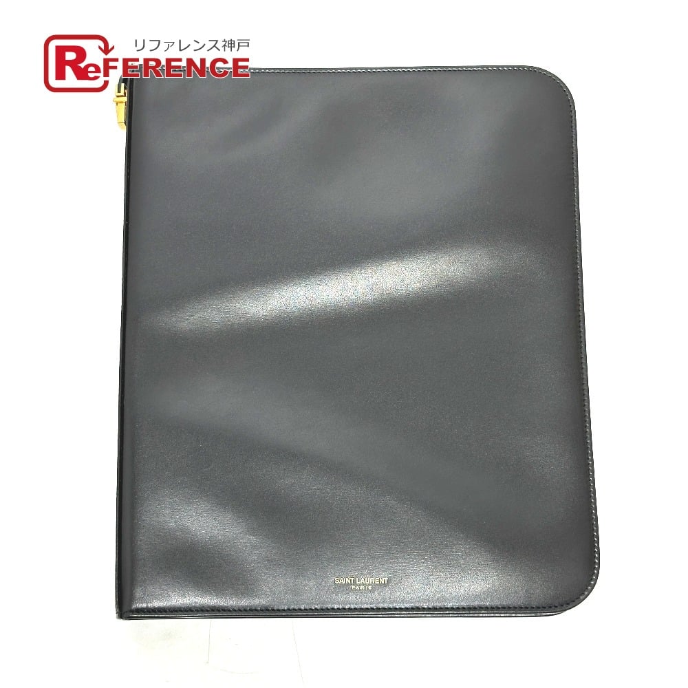 Saint Laurent SAINT LAURENT PARIS 326604 logo iPad case Leather Black