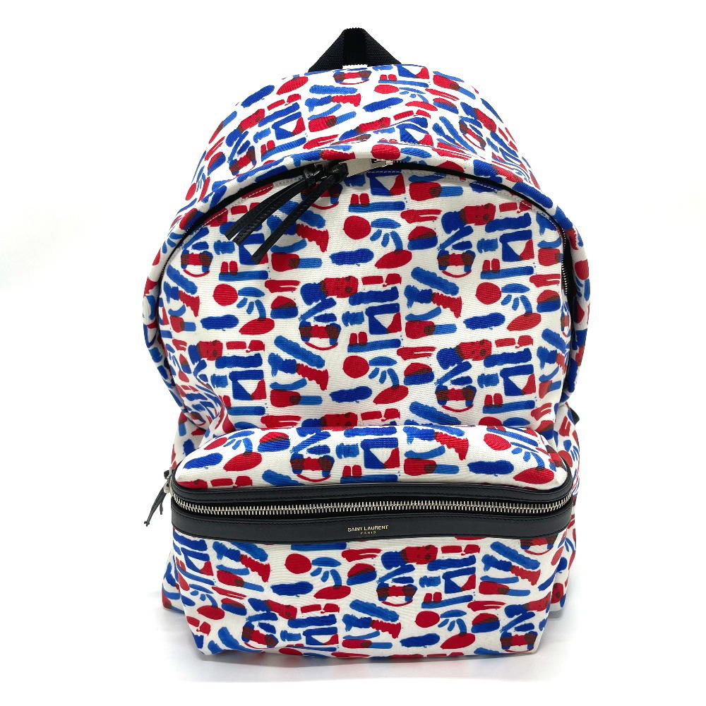 Saint Laurent SAINT LAURENT PARIS 326865 Multi total pattern Backpack-Bag White / Red / Blue