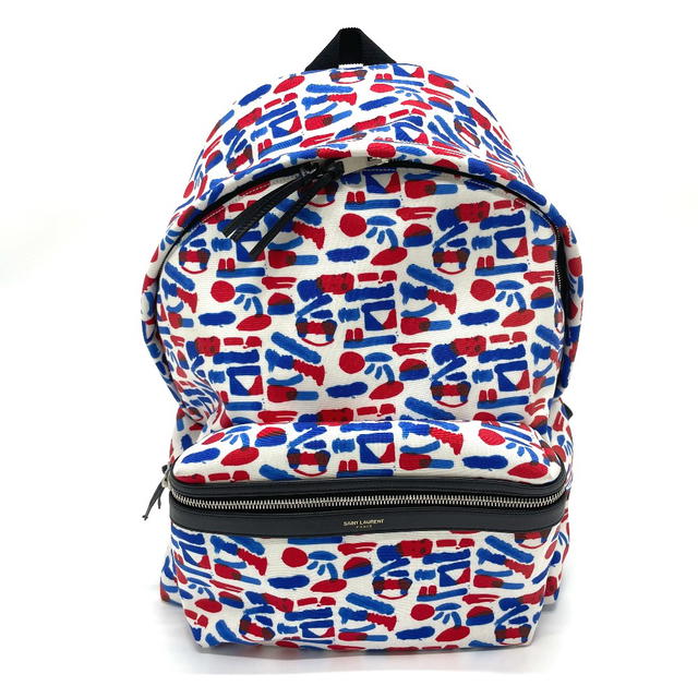 Saint Laurent SAINT LAURENT PARIS 326865 Multi total pattern Backpack-Bag White / Red / Blue - view 1