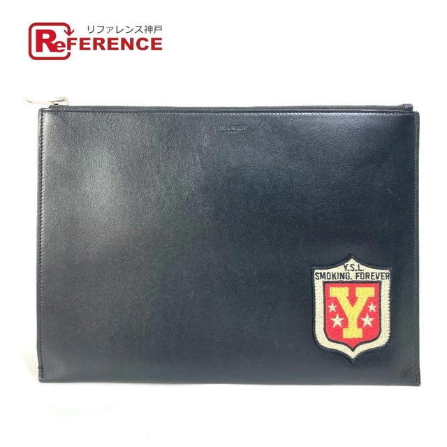 Saint Laurent SAINT LAURENT PARIS 397295 Pouch Logo patch Bag Clutch bag Leather Black - view 1