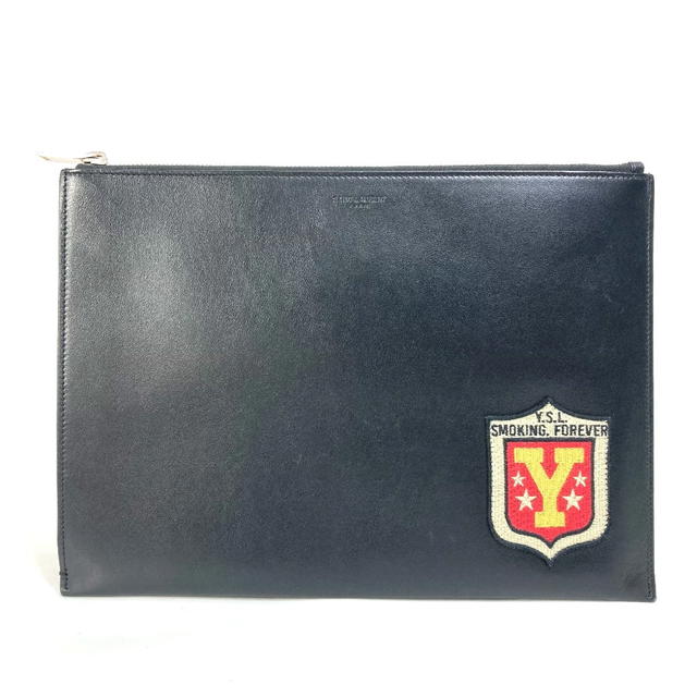Saint Laurent SAINT LAURENT PARIS 397295 Pouch Logo patch Bag Clutch bag Leather Black - view 2
