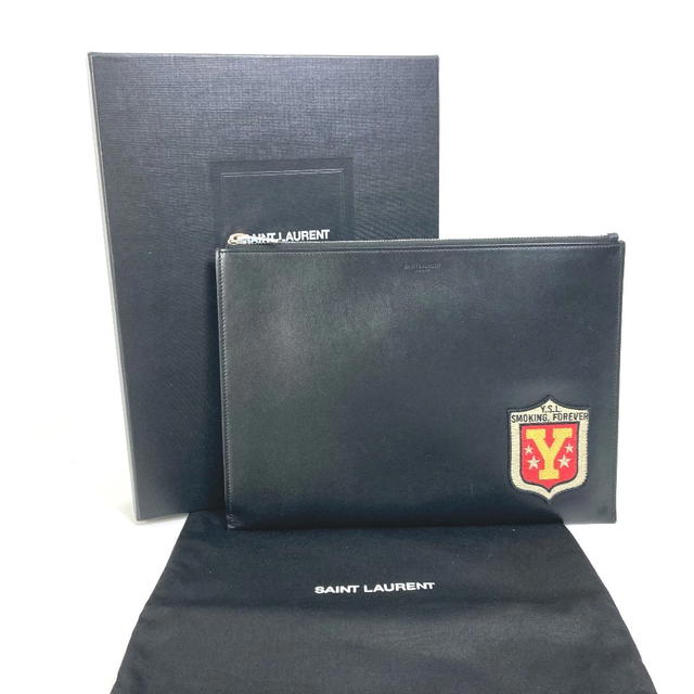 Saint Laurent SAINT LAURENT PARIS 397295 Pouch Logo patch Bag Clutch bag Leather Black - view 4
