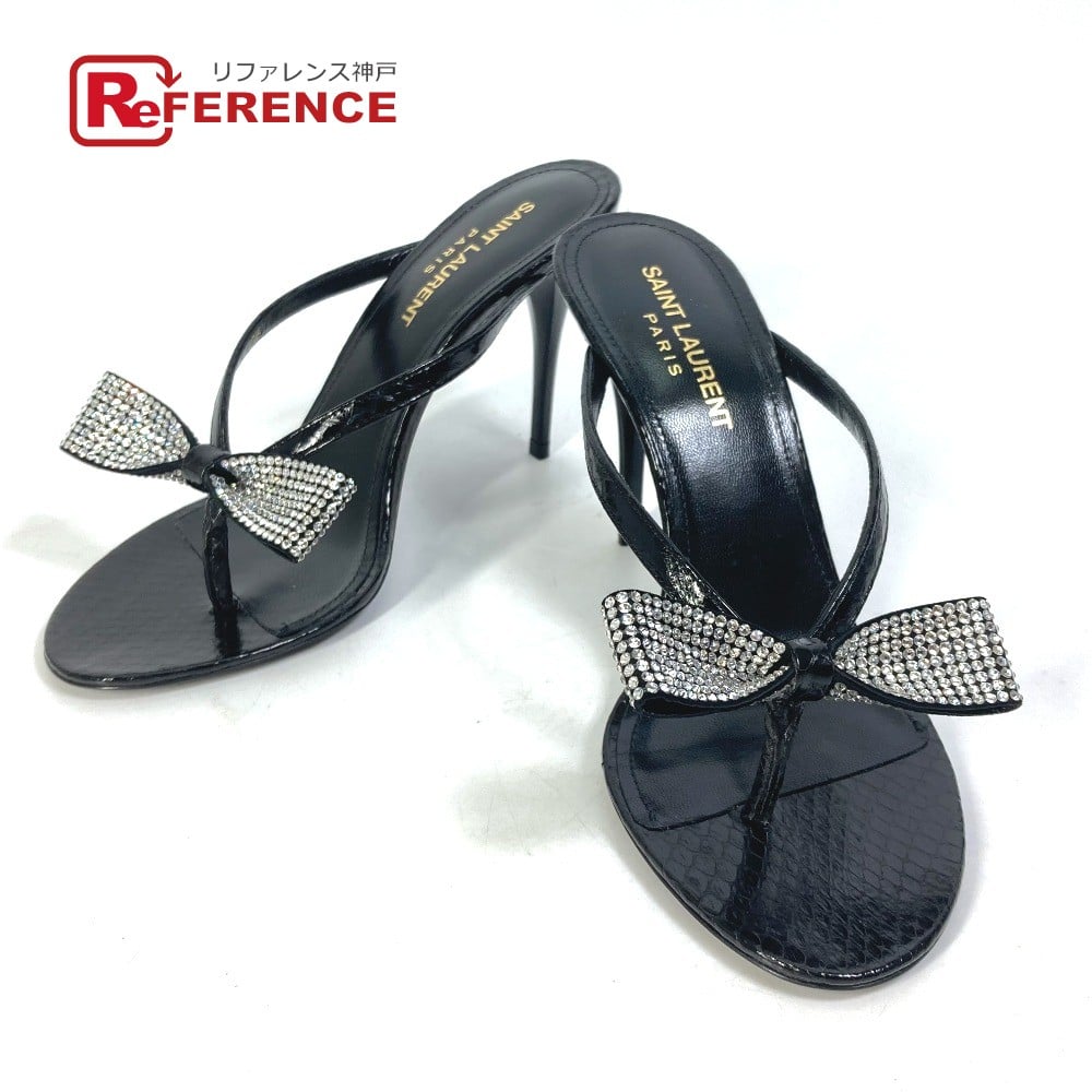 Saint Laurent SAINT LAURENT PARIS 606419 Mules tongs ribbon swarovski Shoes heel Sandals