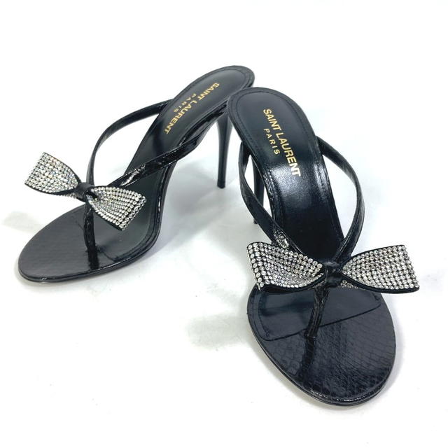Saint Laurent SAINT LAURENT PARIS 606419 Mules tongs ribbon swarovski Shoes heel Sandals - view 2