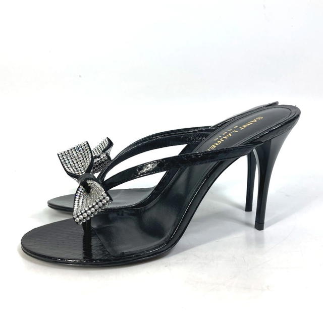 Saint Laurent SAINT LAURENT PARIS 606419 Mules tongs ribbon swarovski Shoes heel Sandals - view 4