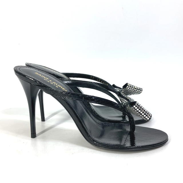 Saint Laurent SAINT LAURENT PARIS 606419 Mules tongs ribbon swarovski Shoes heel Sandals - view 5