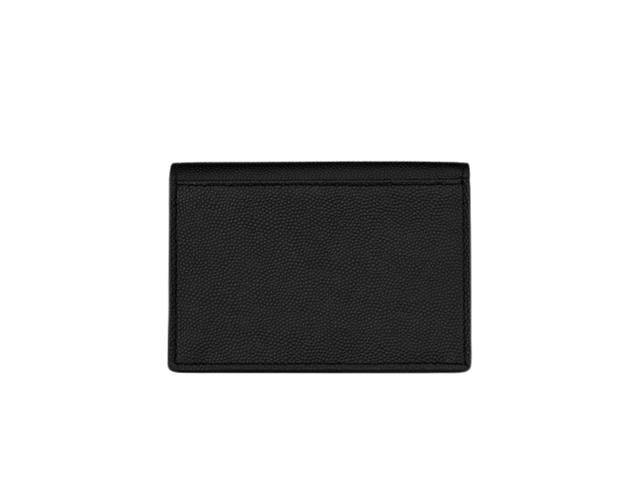 Saint Laurent Saint Laurent Paris Business Card Holder With Flap In Calfskin Leather With Silver Hardware Black - view 2