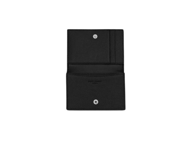 Saint Laurent Saint Laurent Paris Business Card Holder With Flap In Calfskin Leather With Silver Hardware Black - view 3